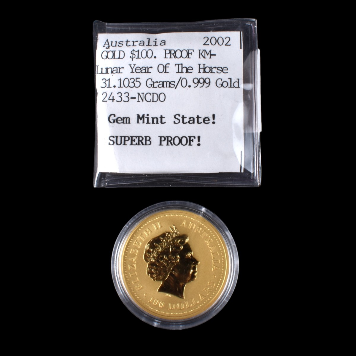 2002 Australian Pure Gold 100 Dollars