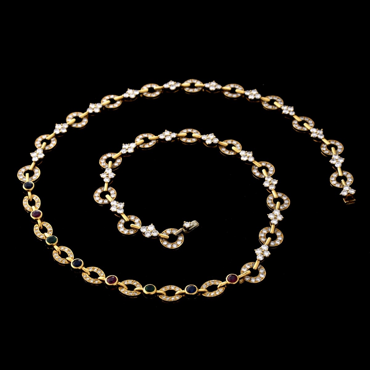Stunning Black Opal, Diamond and 18K Necklace