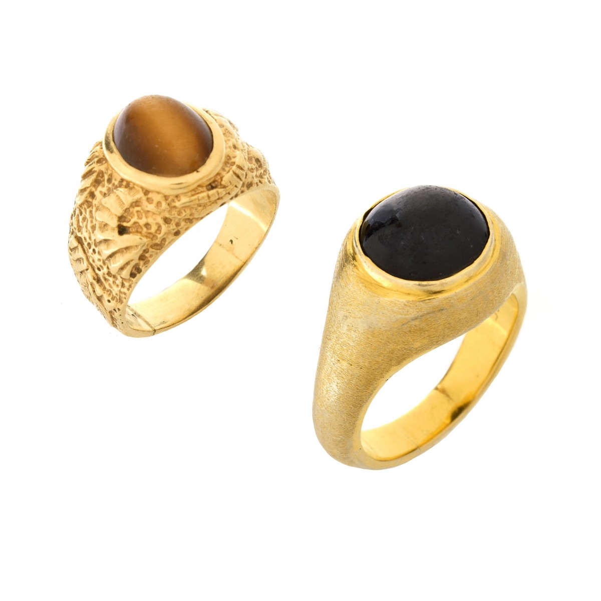 Two Men's 14K and Gemstone Rings