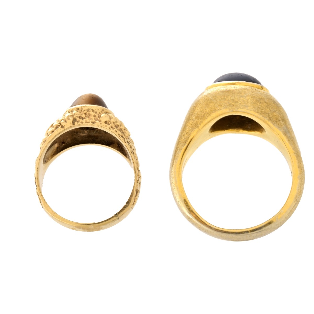 Two Men's 14K and Gemstone Rings