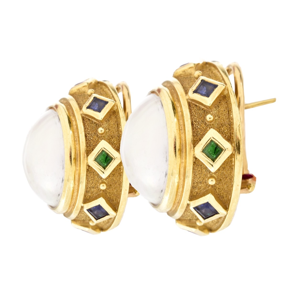 Mabe Pearl, Multi Gemstone and 14K Gold Earrings