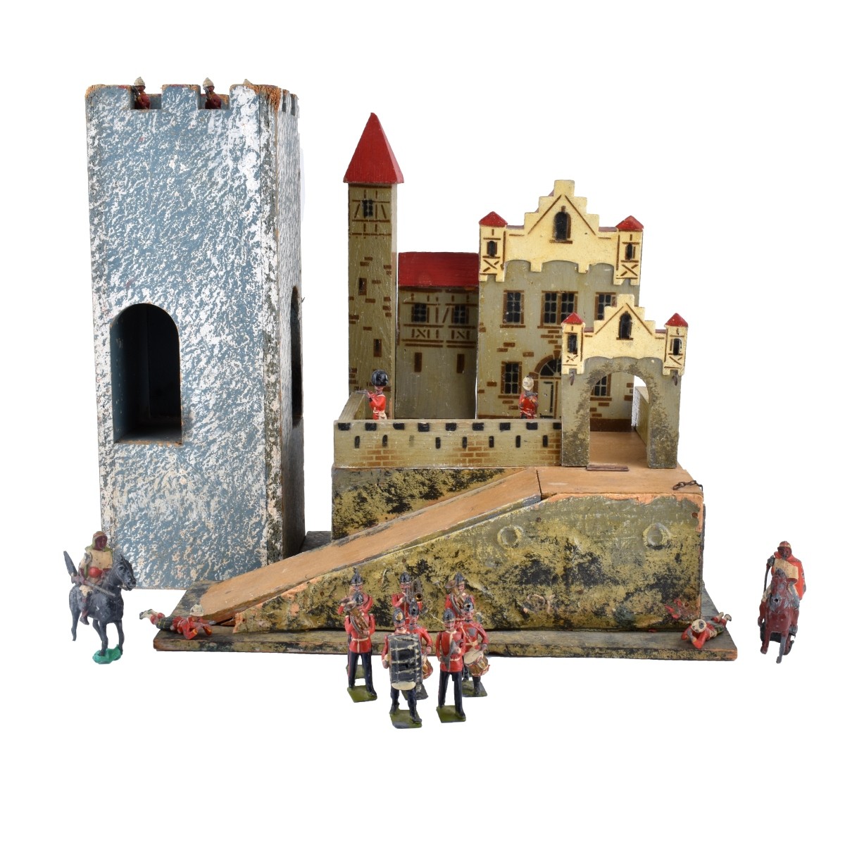White Metal Toy Soldiers with Castle 45 Soldiers