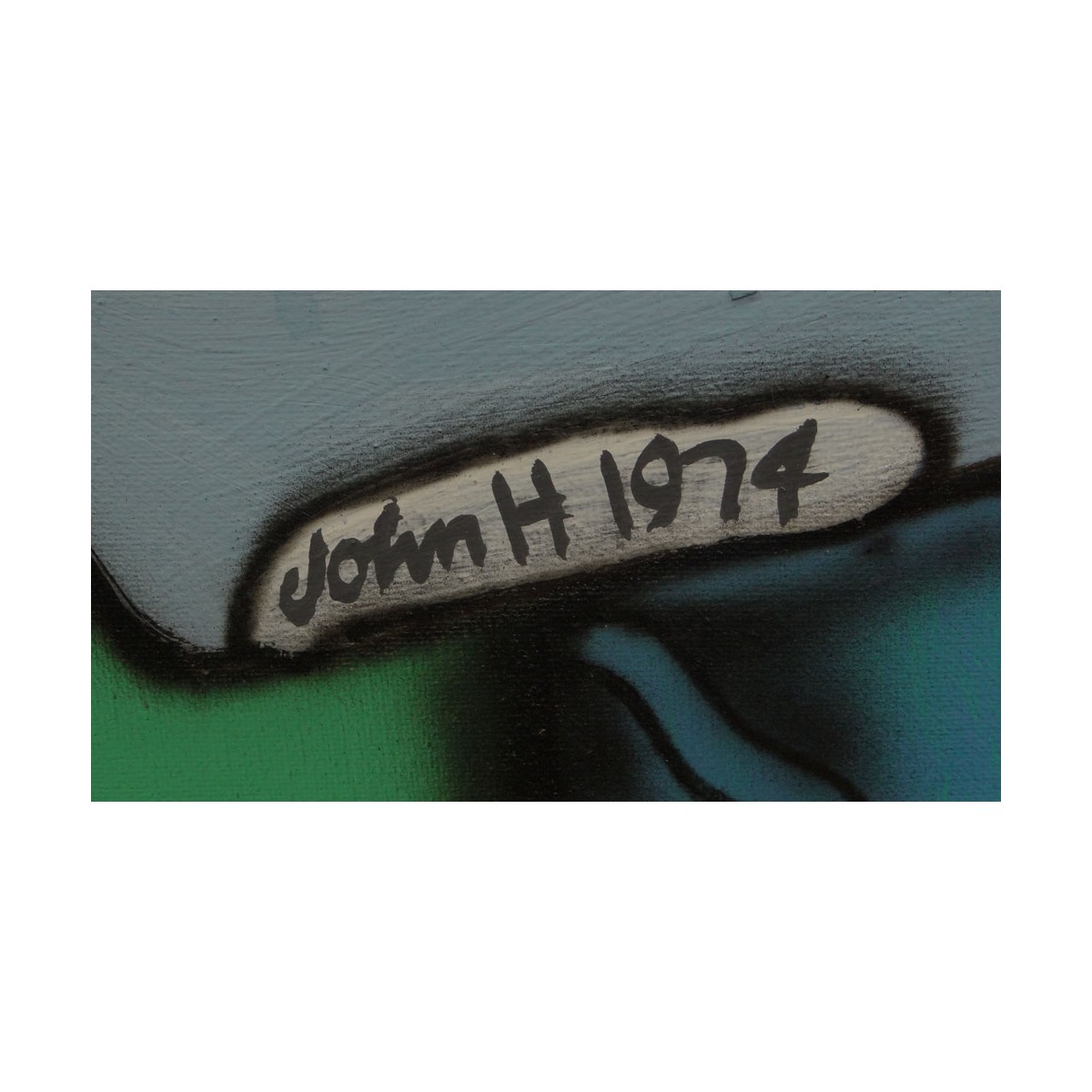 Lg Grafitti Airbrush on Canvas Sign John H 1974