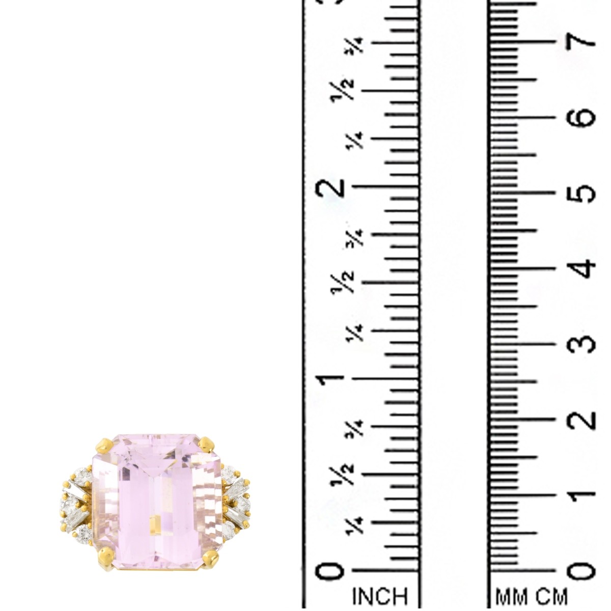 Kunzite, Diamond and18K Ring