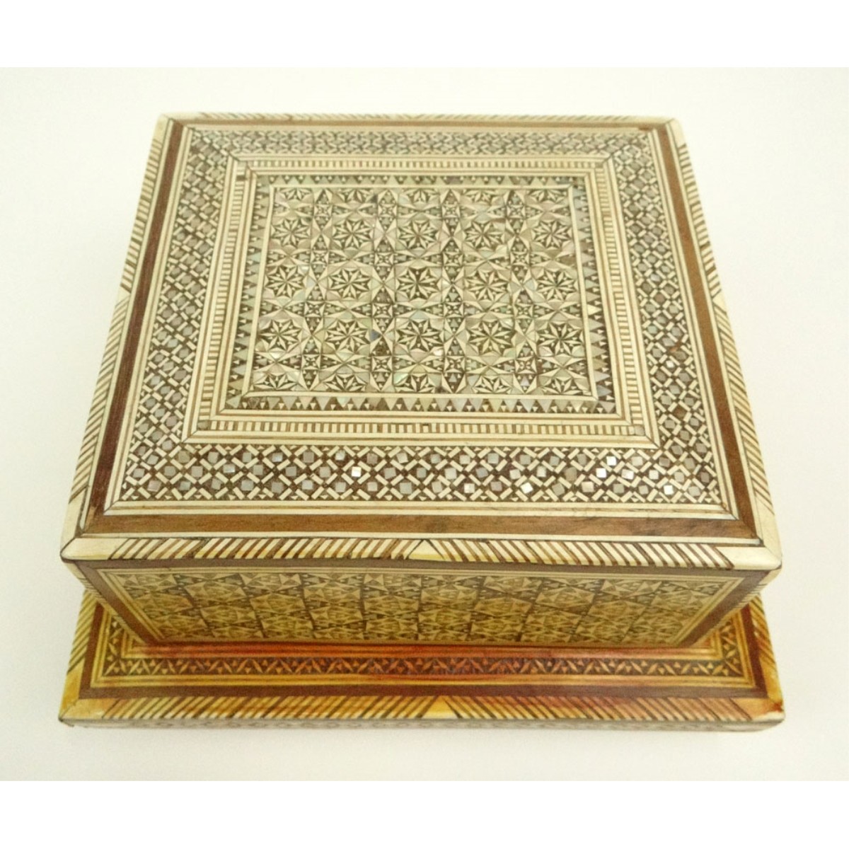 Vintage Egyptian Bone, Shell Inlaid Music Box
