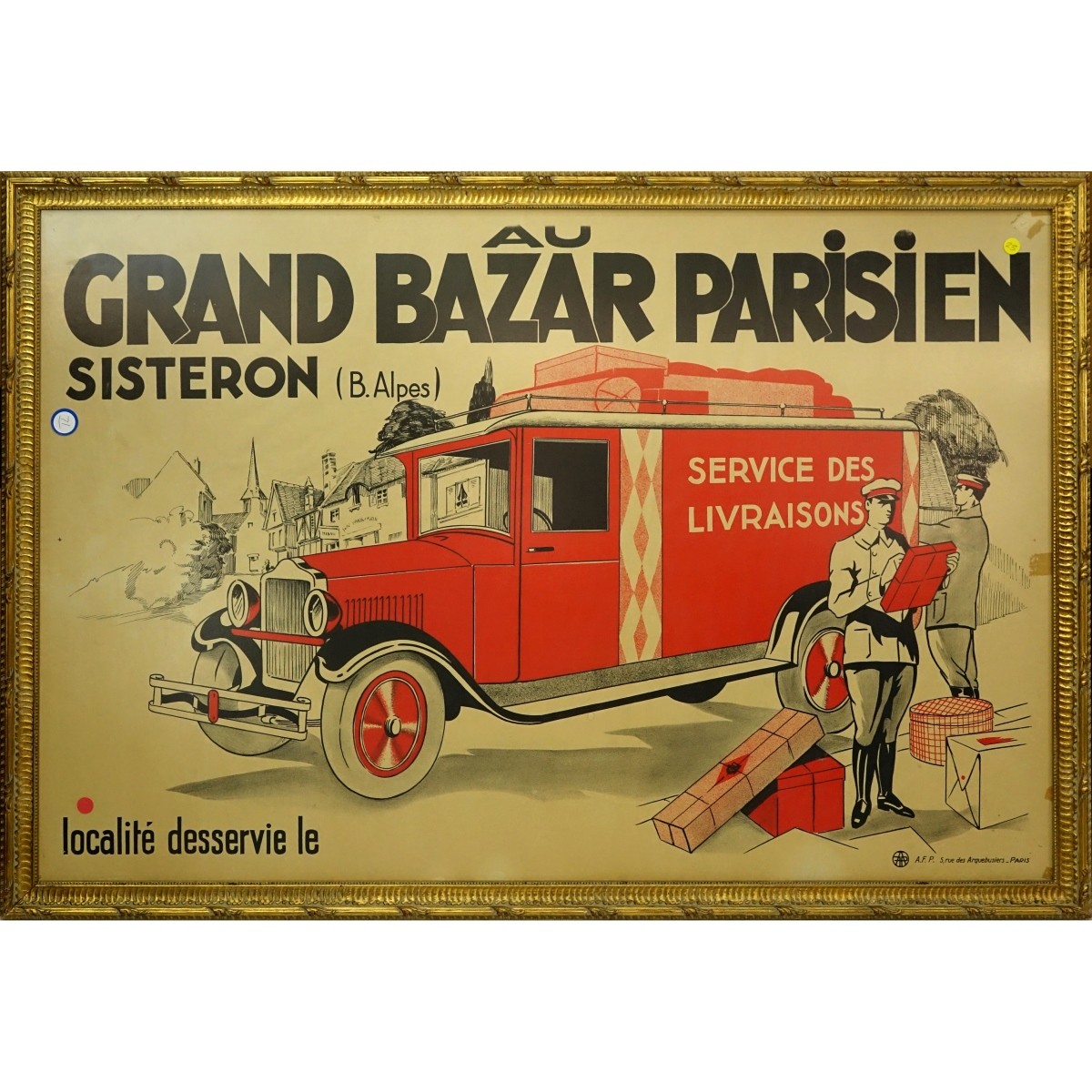 Vintage Lithograph Au Grand Bazar Parisien