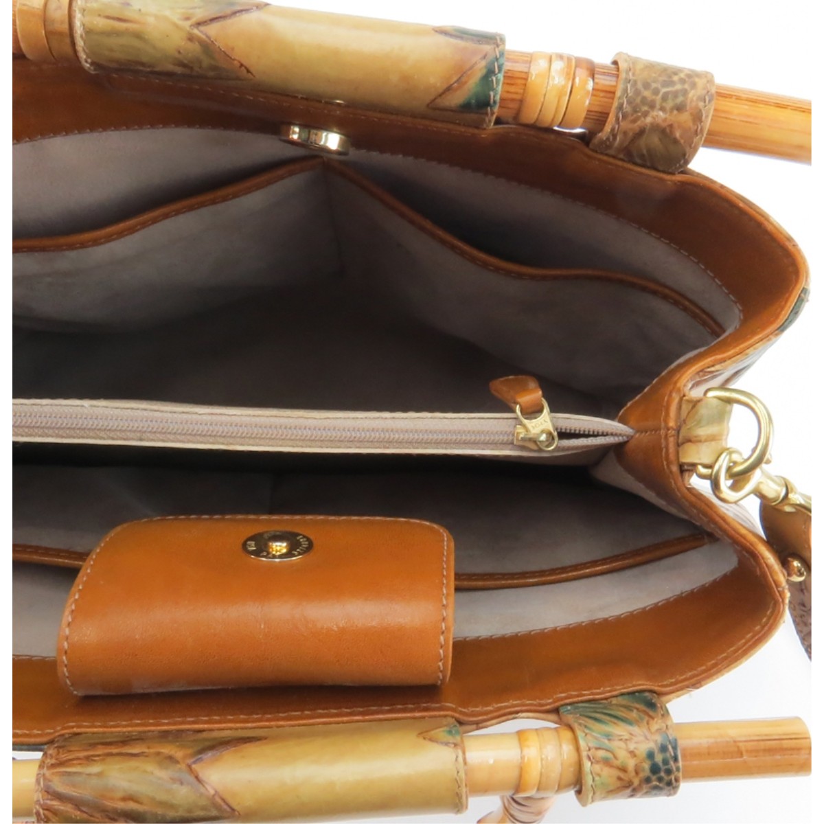 Brahmin Embossed Leather Bamboo Sunflower Handbag