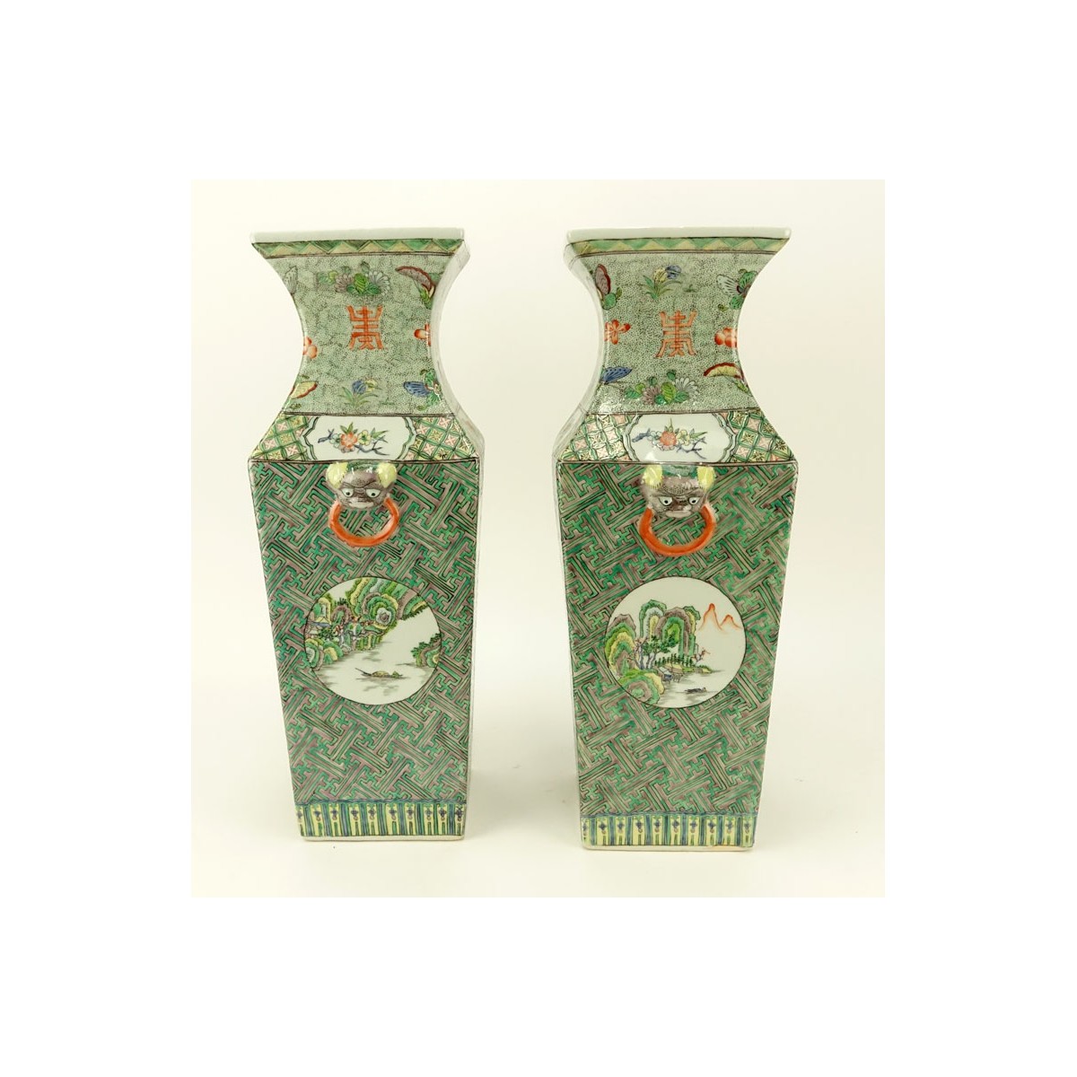 Pr 20C Chinese Vases Export Porcelain Famille Vert