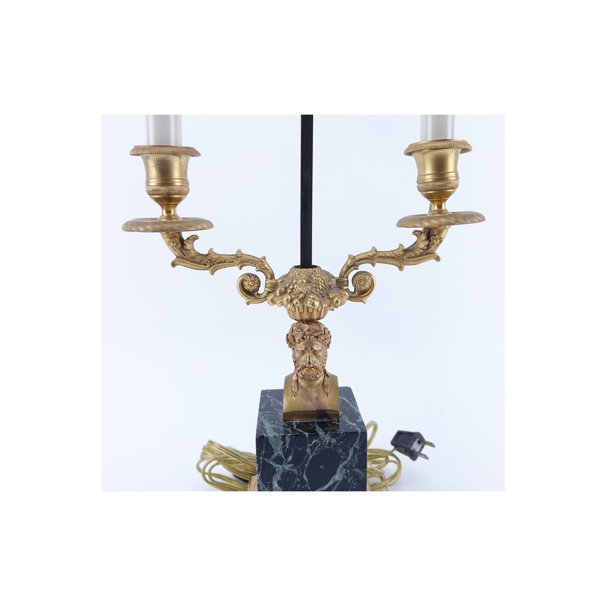 Bronze Figural Bouillotte Lamp With Later Tole Sha