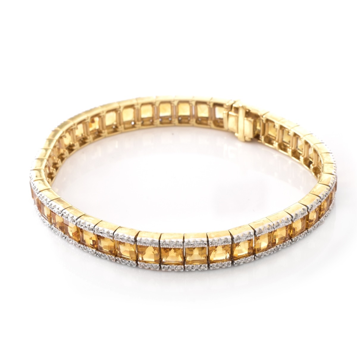 Citrine, Diamond and 14K Gold Line Bracelet | Kodner Auctions