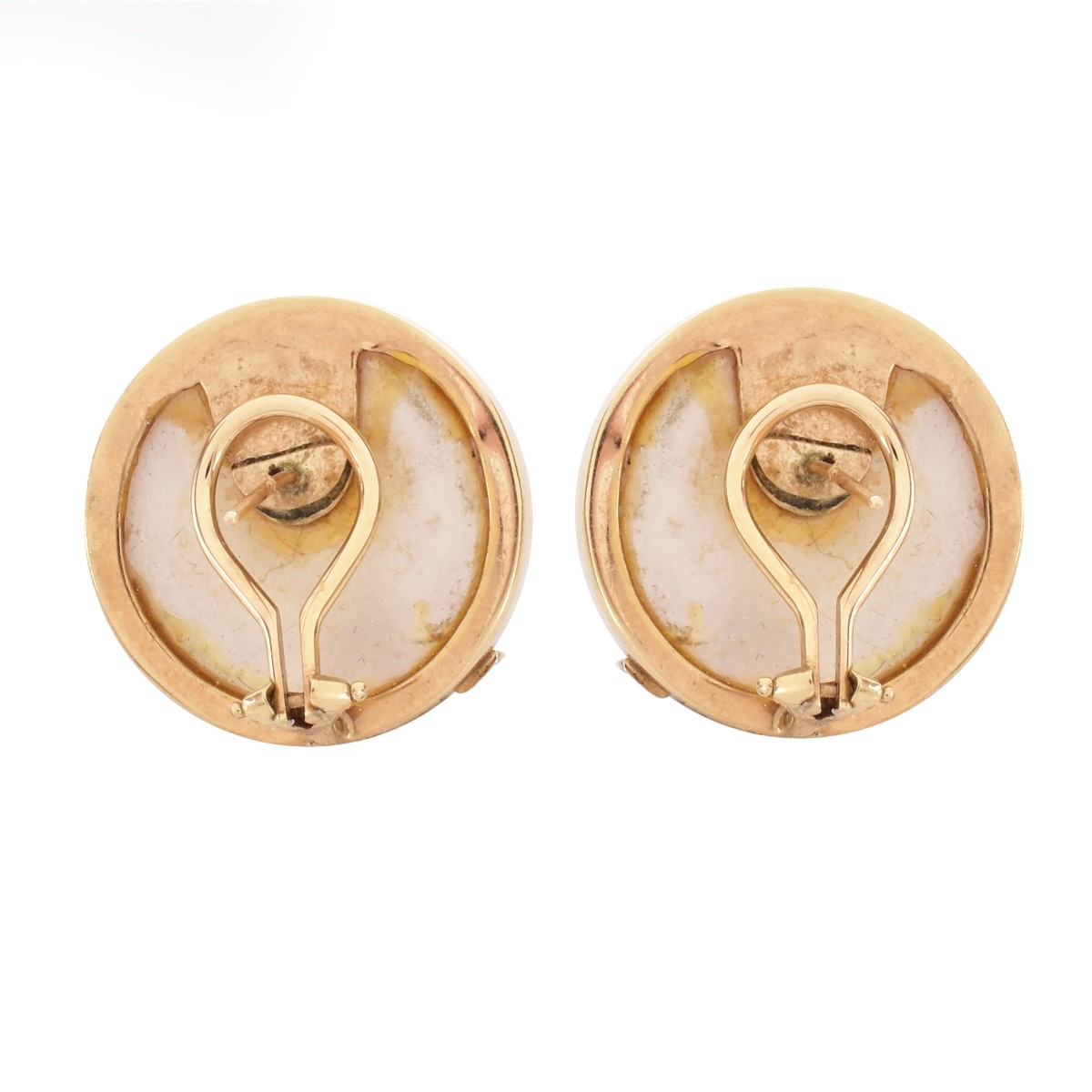 Mabe Pearl, Diamond and 14K Gold Earrings