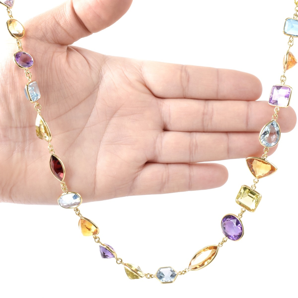 Multi Gemstone and 18K Necklace