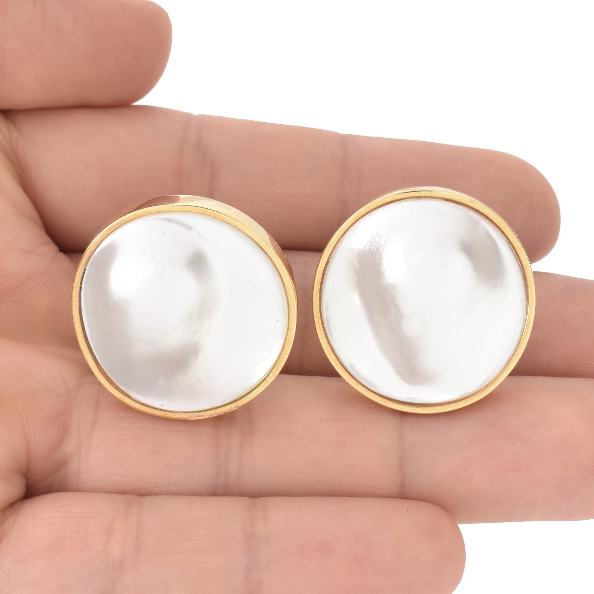 Vintage Mabe Pearl and 14K Earrings