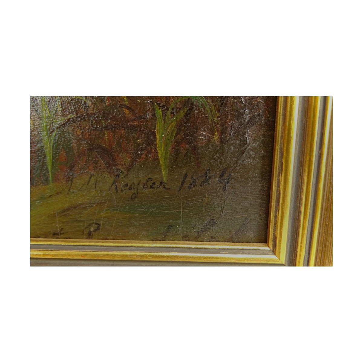 19th Century Oil on Masonite "River House" Signed, titled (Possibly in Span