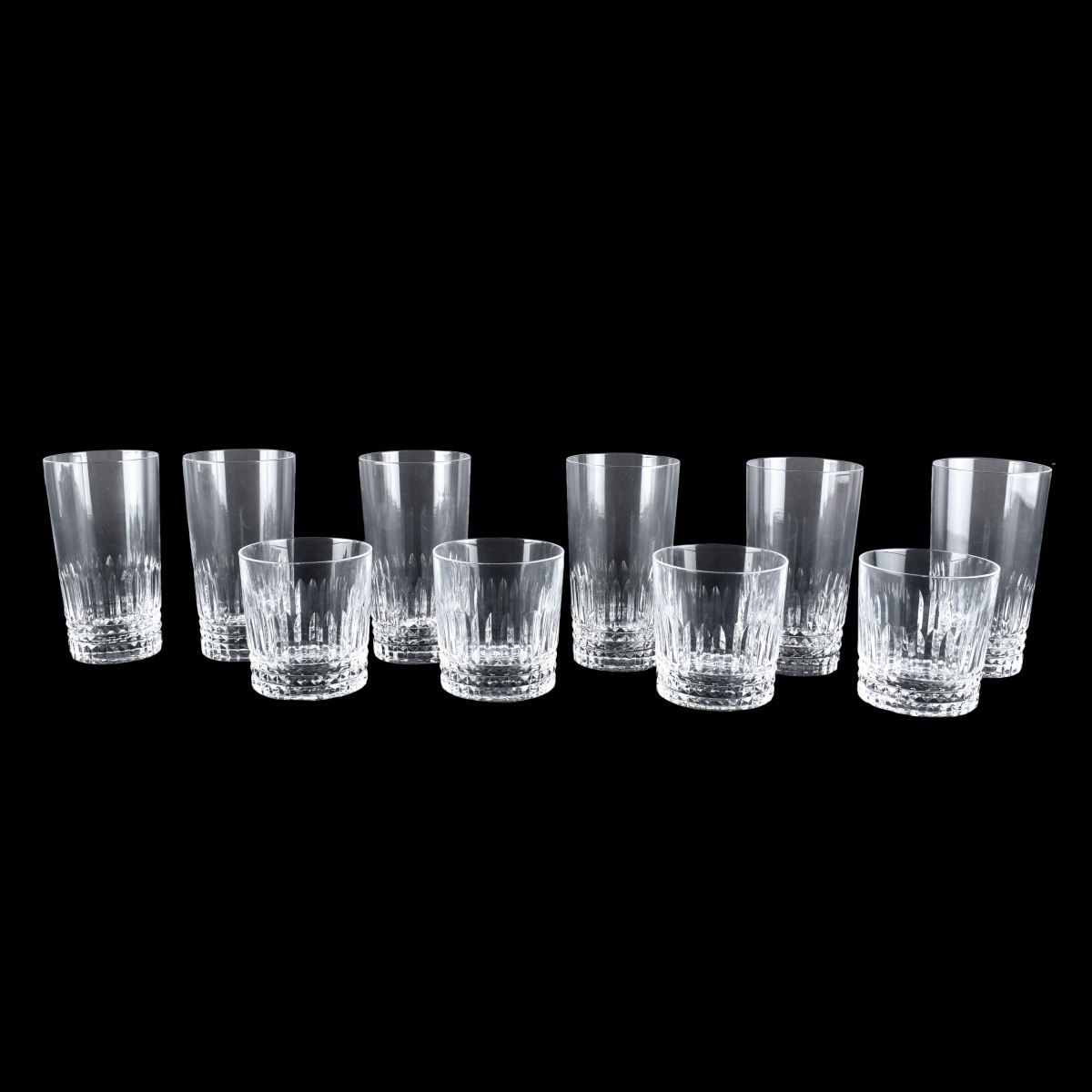 Ten Baccarat Style Crystal Glasses