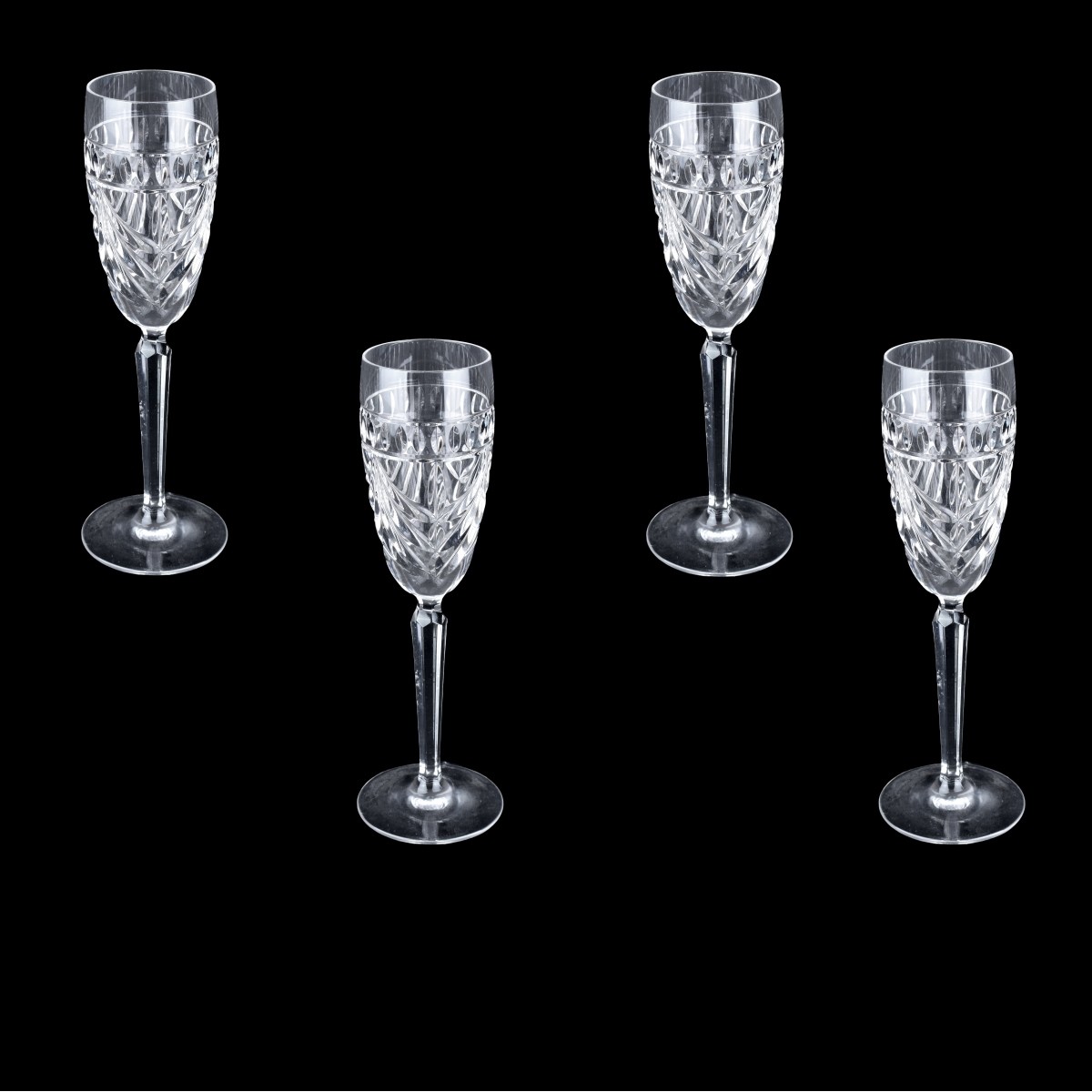 Four Waterford Overture Champagne Glasses
