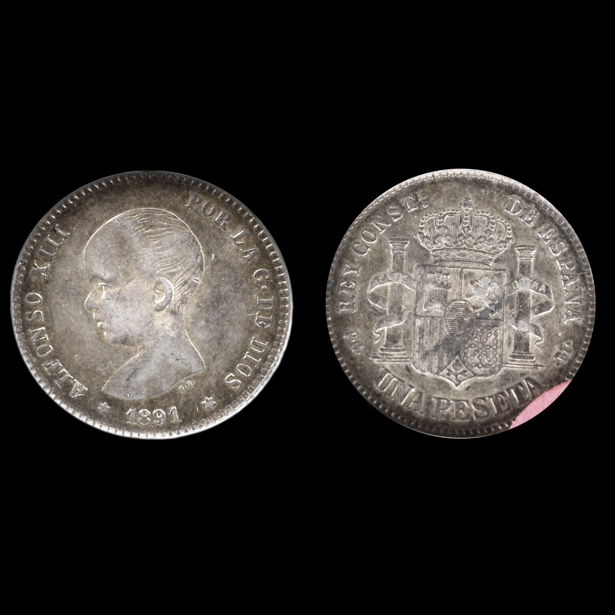 1891 Spain - Alfonso XIII Silver 1 Paseta