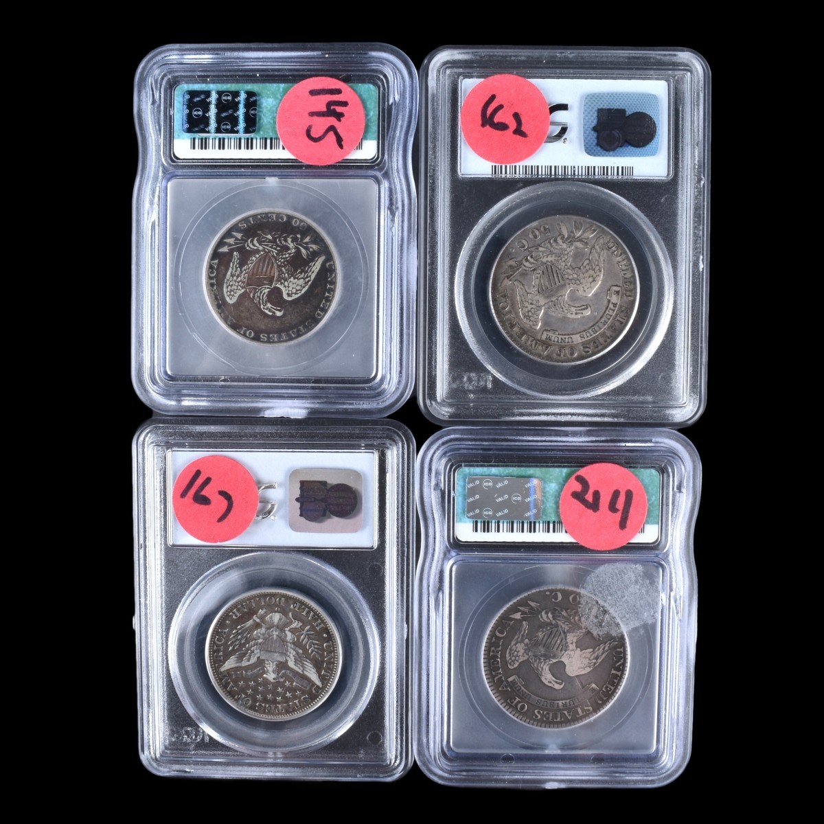 Four (4) Circa 1811 - 1899 U.S. Half Dollars