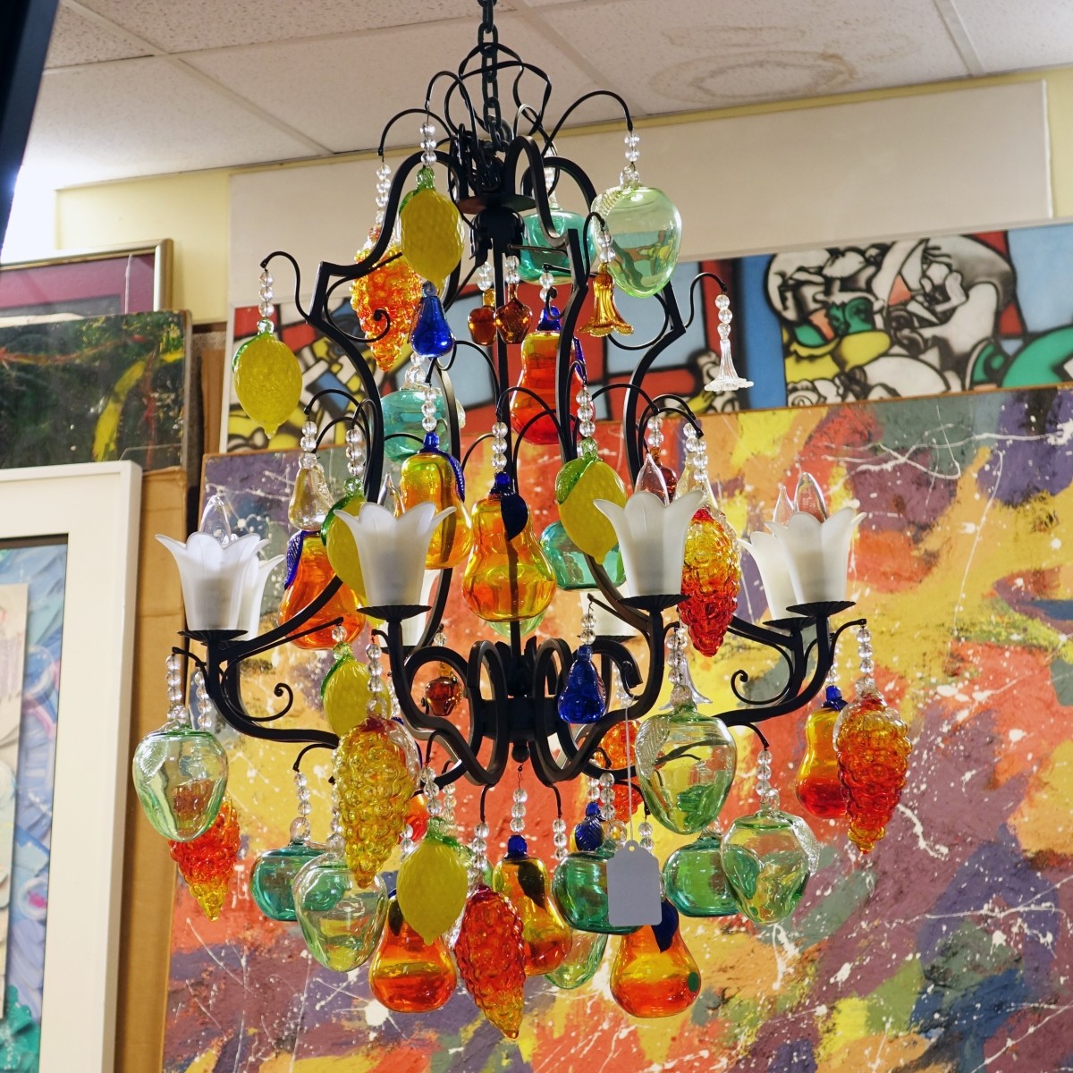 Murano Art Glass Fruit and Crystal Chandelier