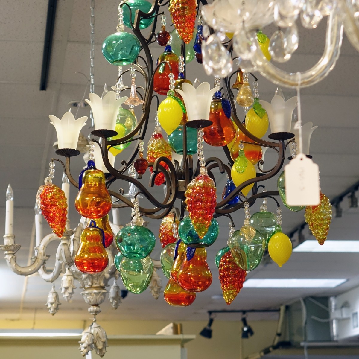 Murano Art Glass Fruit and Crystal Chandelier