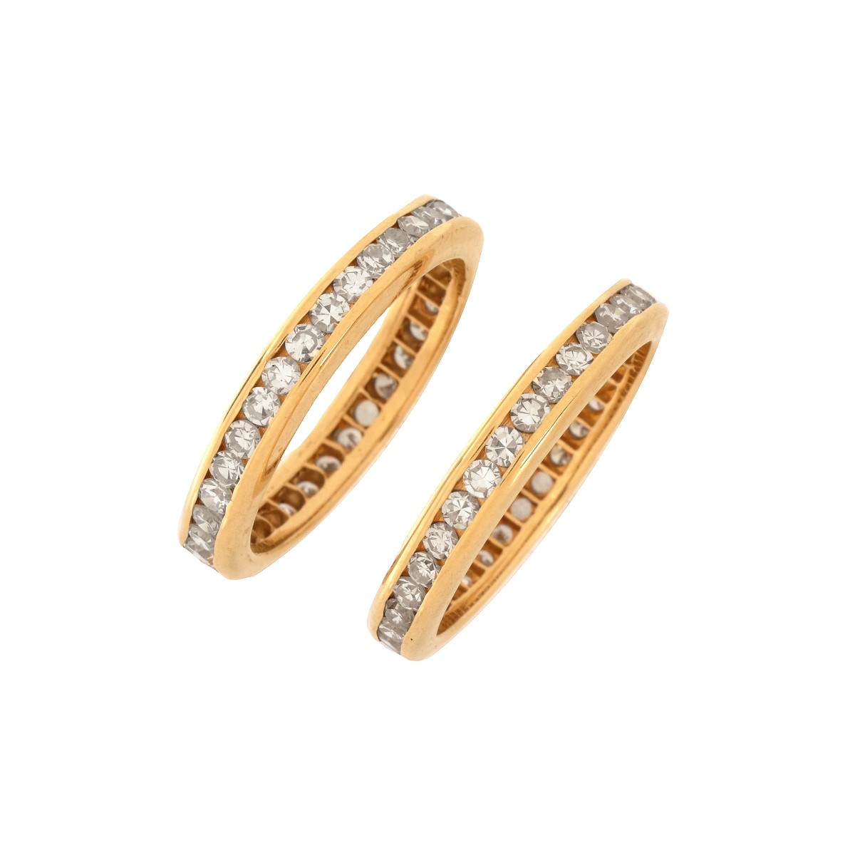 Two Diamond and 18K Eternity Bands