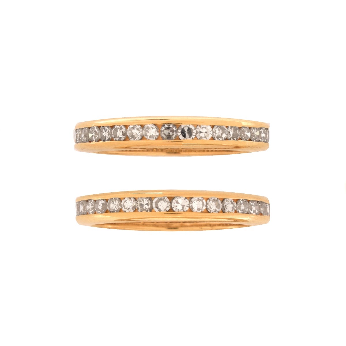 Two Diamond and 18K Eternity Bands