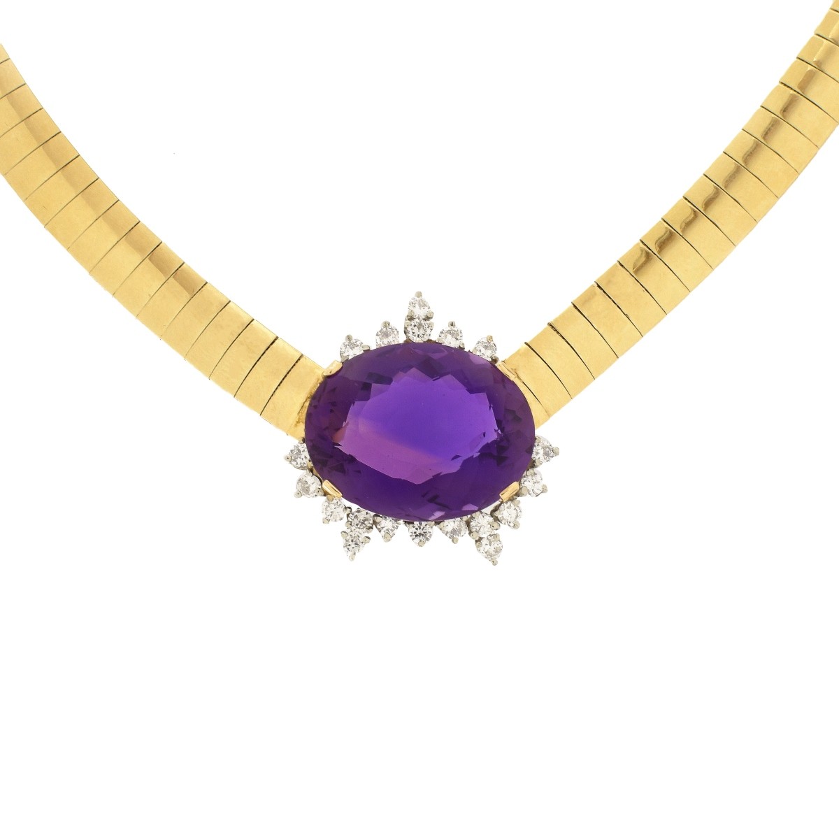 Amethyst, Diamond and 14K Necklace