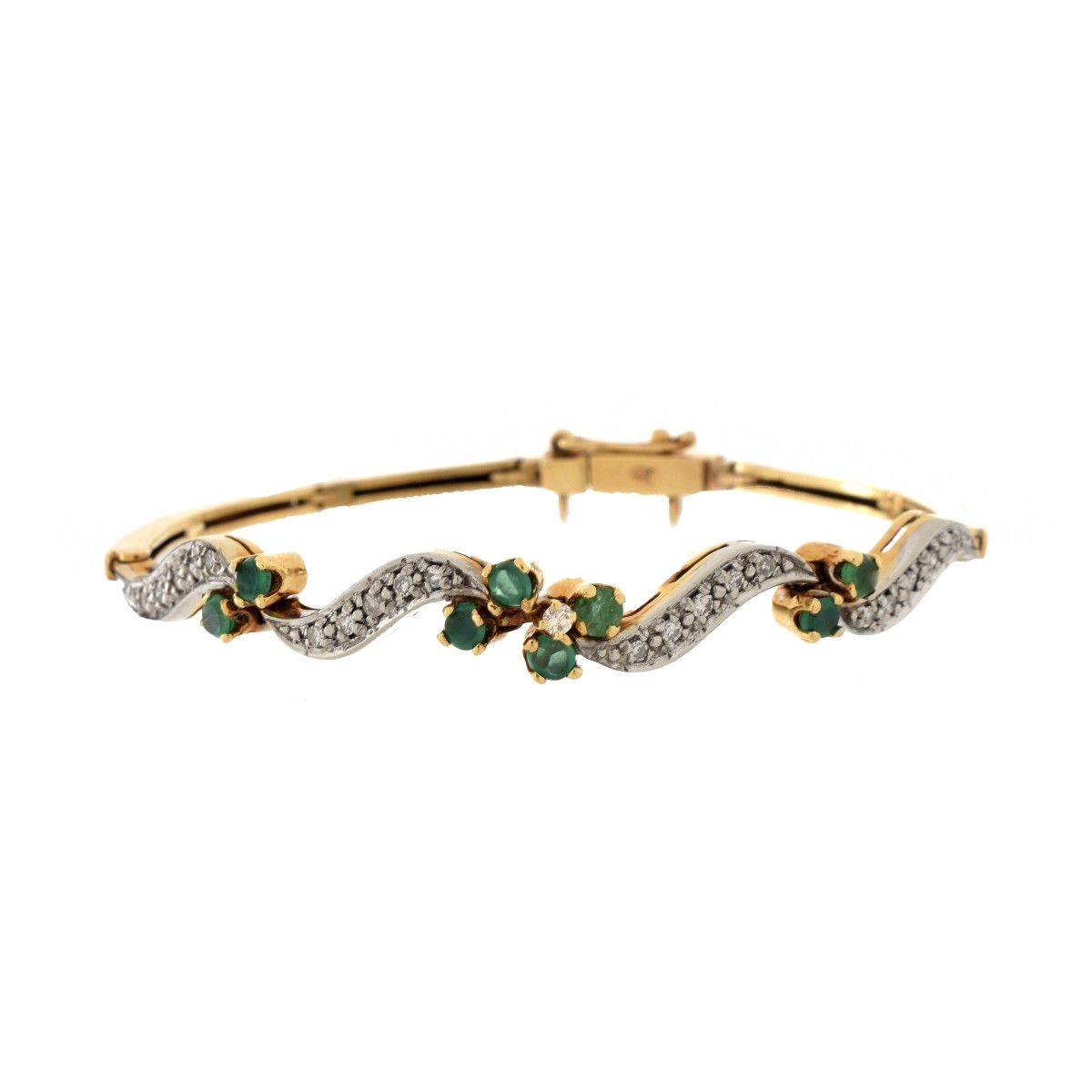 14K Diamond, Emerald Bracelet
