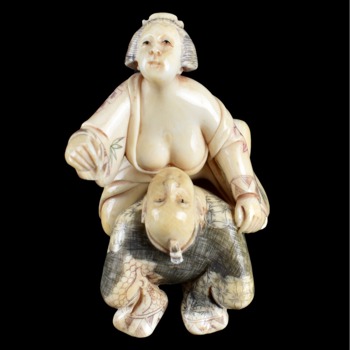 Mid 20C Erotic Two part Carved Ivory Figurine