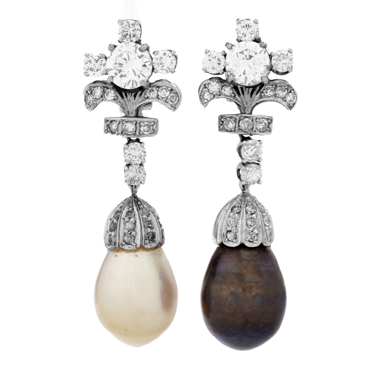 Pearl, Diamond and 18K Gold Earrings