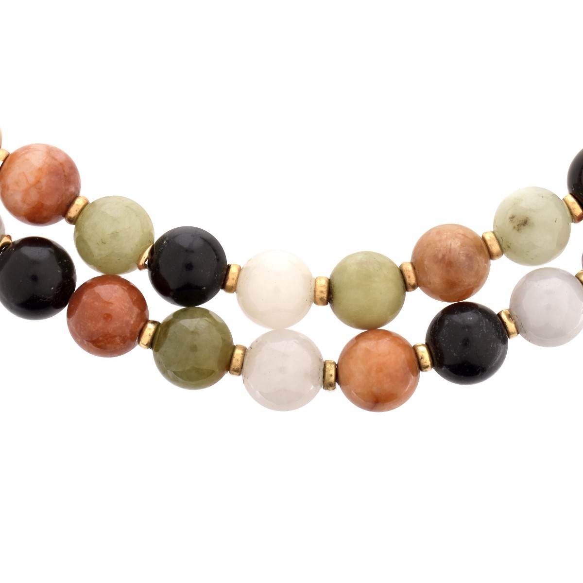 Multi Color Jade Bead and 14K Necklace
