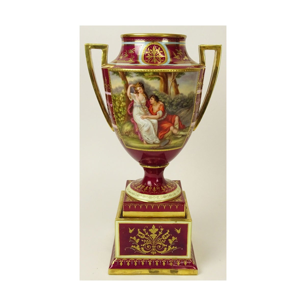 19C Royal Vienna Porcelain Bolted Urn