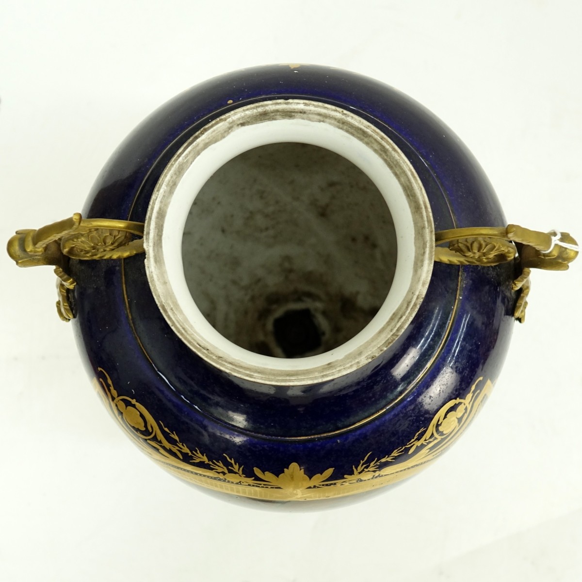 19C Sevres Gilt Bronze Cobalt Blue Vase