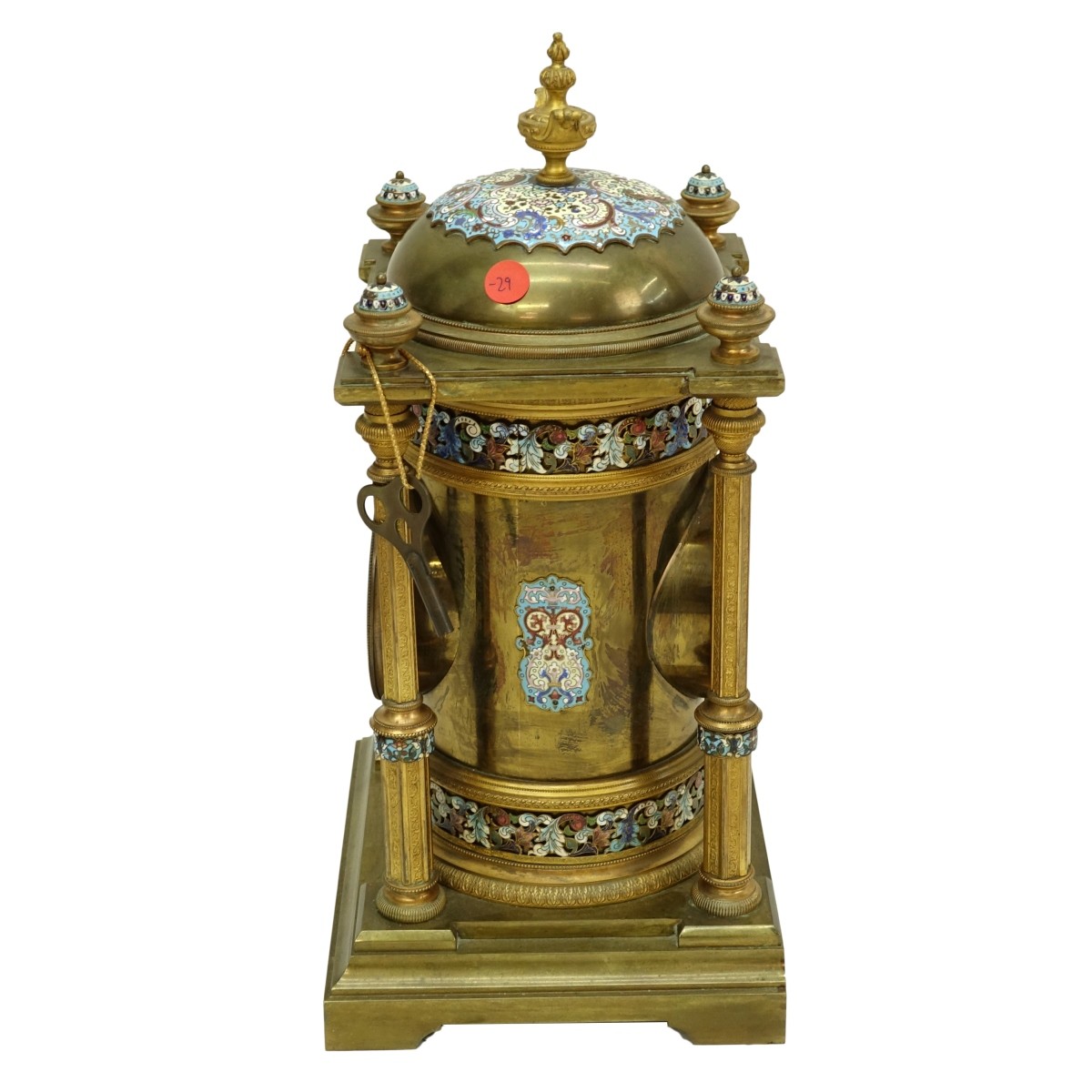 19th C French Bronze Champleve Clock