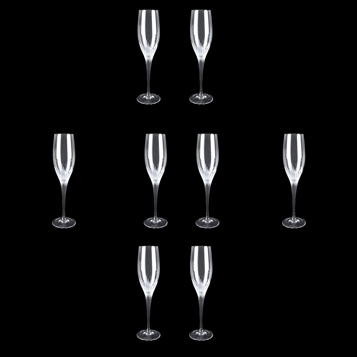 Eight Rosenthal Spring Champagne Flutes