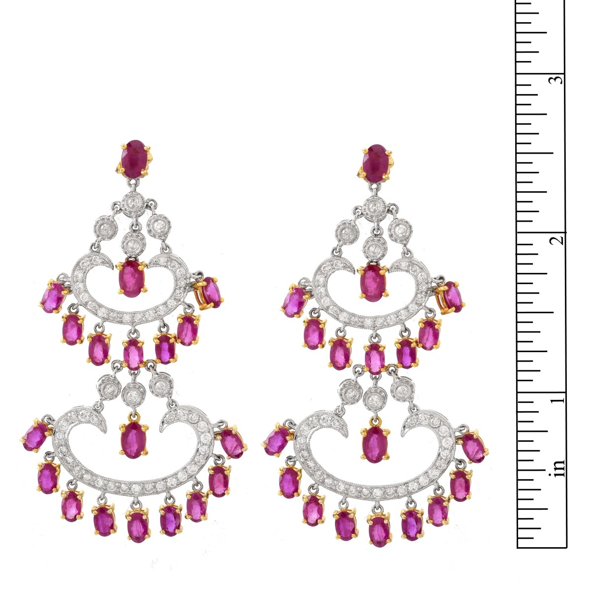 Ruby, Diamond and 14K Earrings