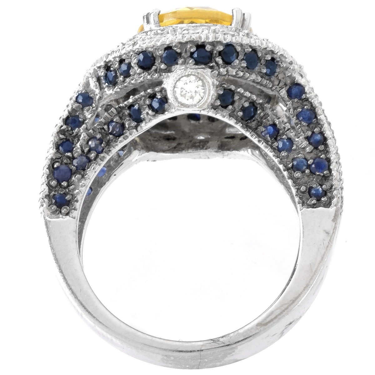 Citrine, Diamond, Sapphire and 18K Ring