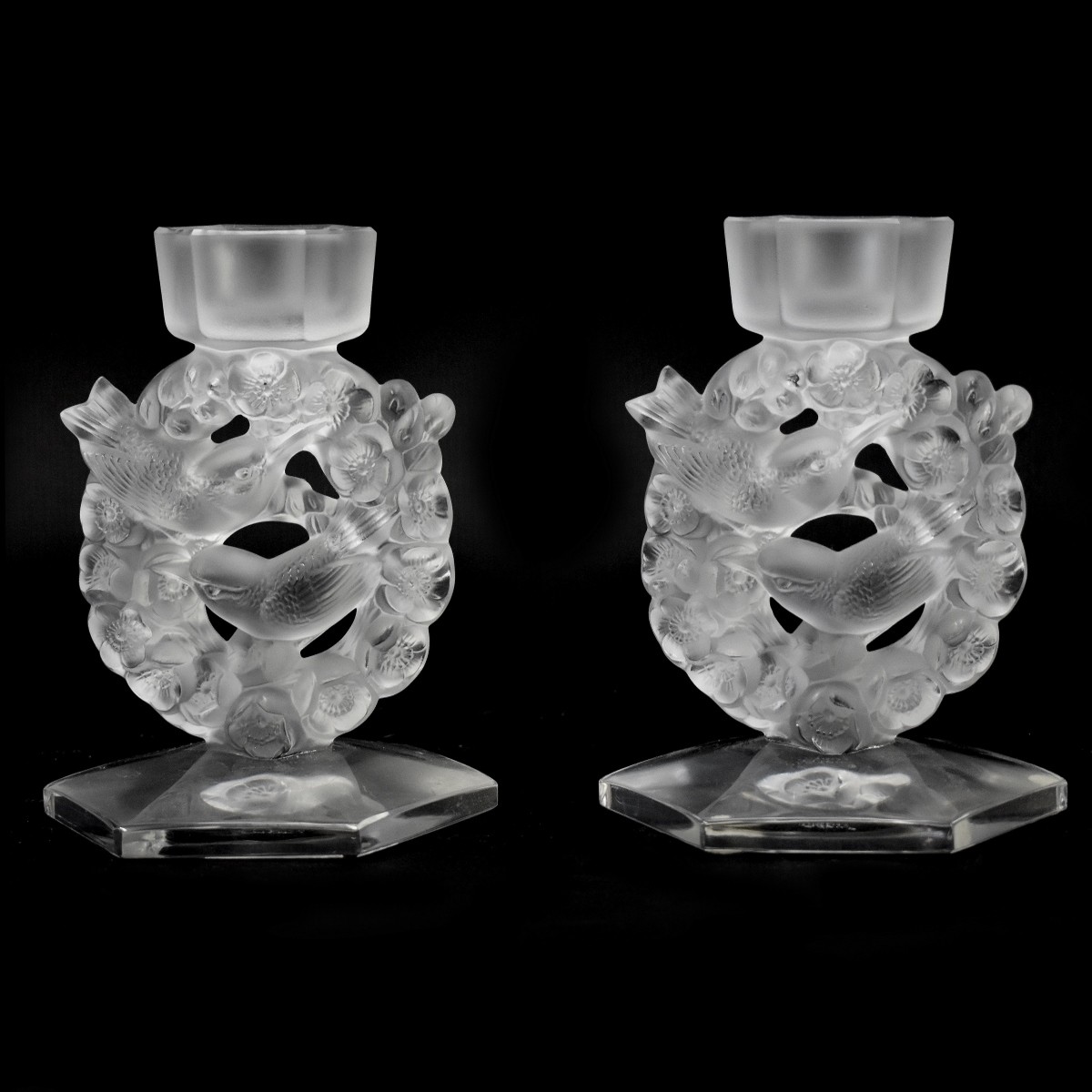 Pair of Lalique Candlesticks
