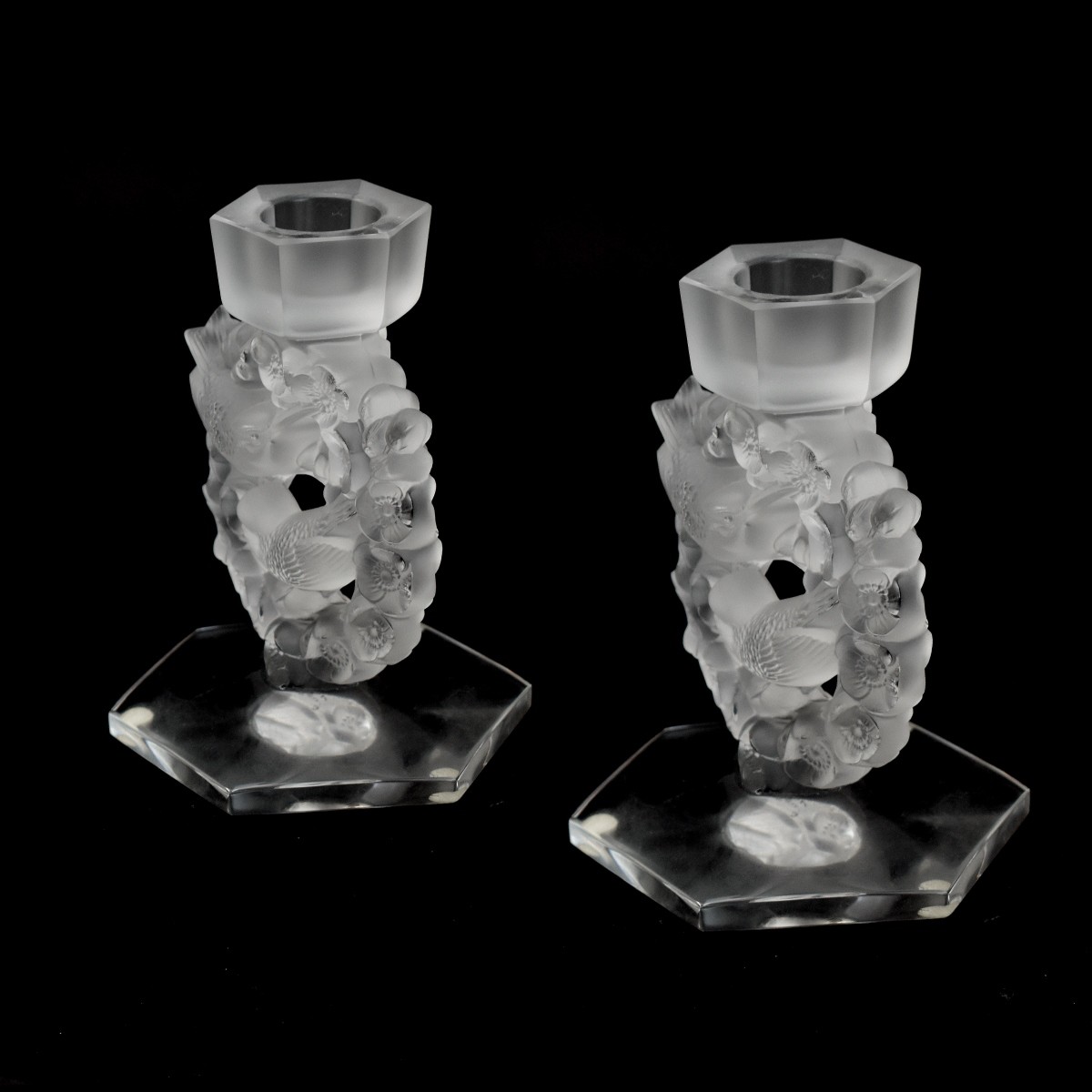Pair of Lalique Candlesticks