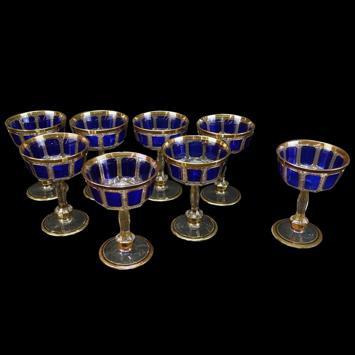 Eight Moser Champagne Coupes
