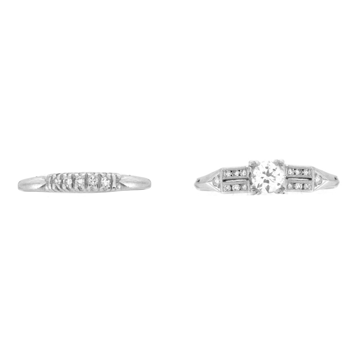 Art Deco Diamond and Platinum Ring Set