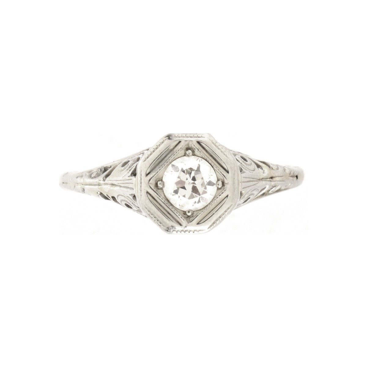 Art Deco Diamond and 14K Engagement Ring