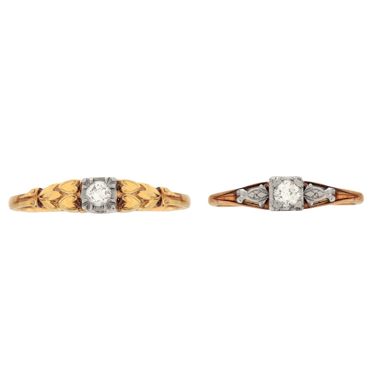 Two Diamond and 14K Rings