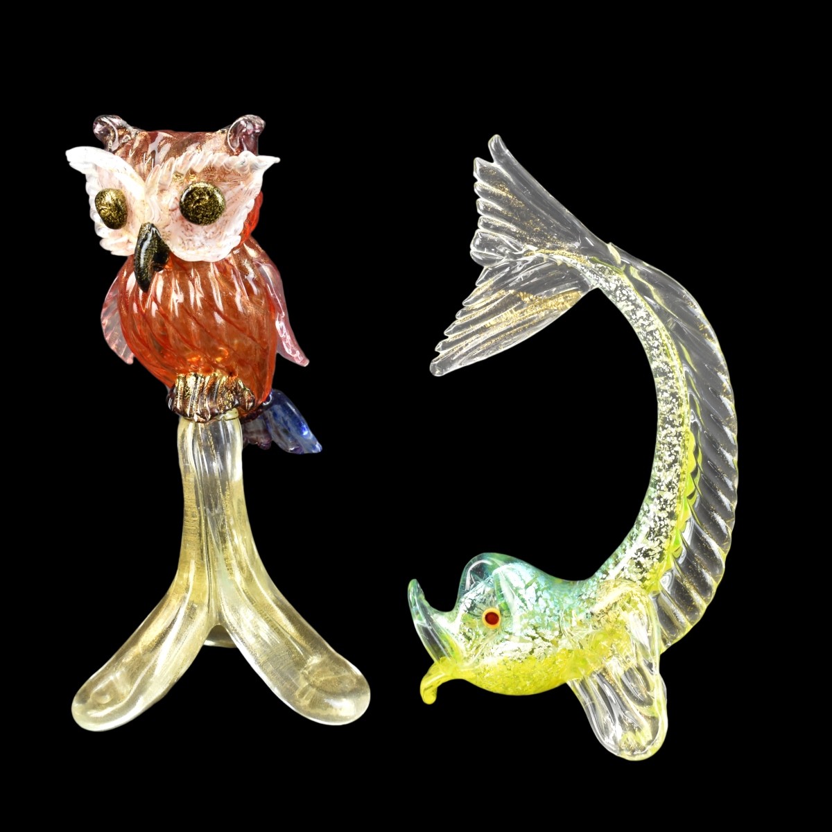 2 pieces Murano Art Glass Figurines