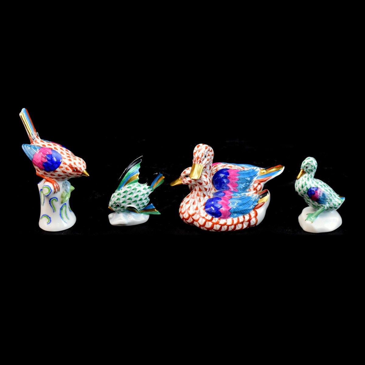 Four (4) Herend Porcelain Figurines