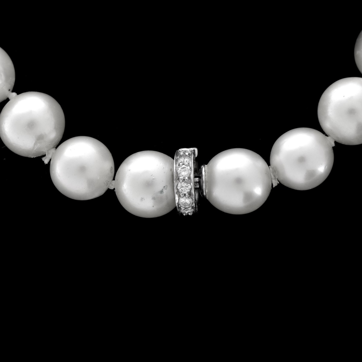 32" 8.5-9mm Pearl and Diamond Necklace