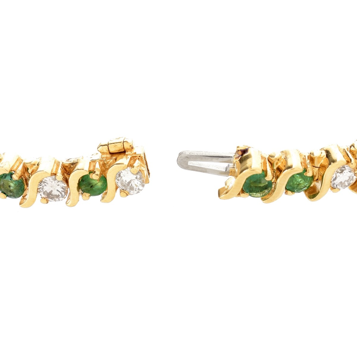 Diamond, Emerald and 14K Bracelet