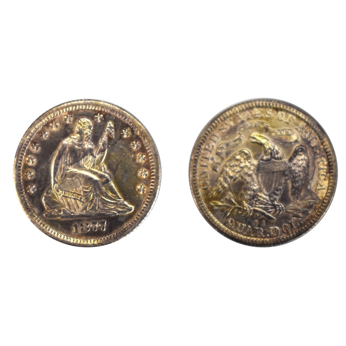 1877-CC Sated Liberty Quarter Dollar