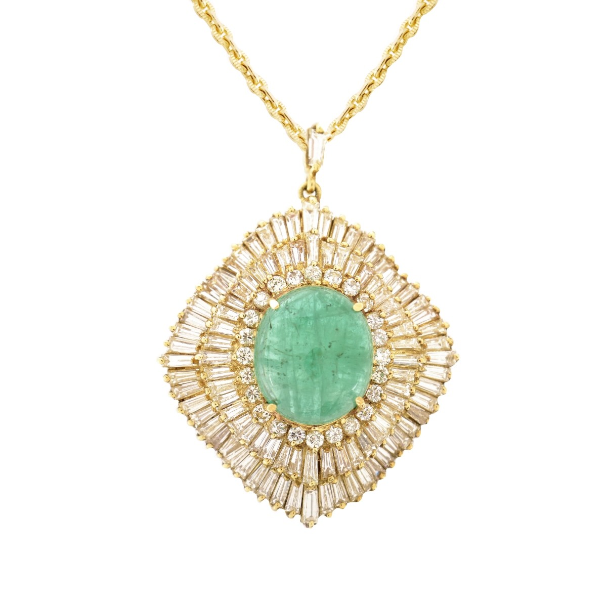 Emerald, Diamond and 18K Pendant