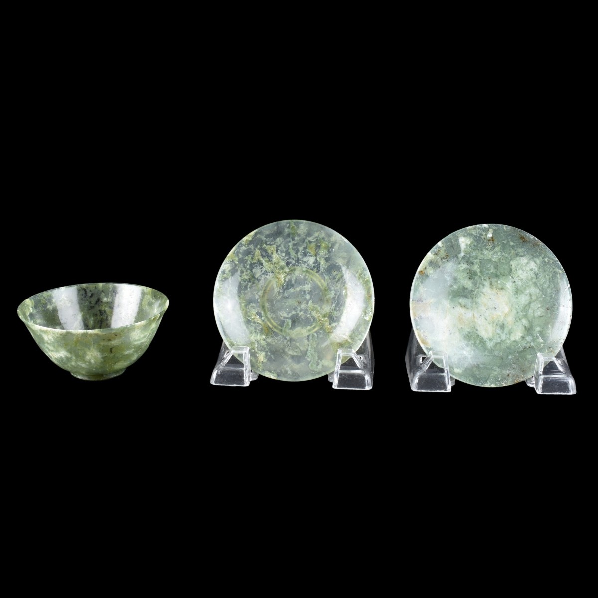 3 pc a Chinese Jade Cup and Saucers